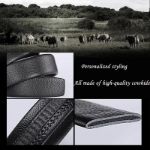 Picture of Jagoar Sports Car Original Leather Cheetah Belt for Men with Automatic Sliding Metal Buckle Belt Casual Business Leather Belts, Top Quality Genuine Luxury with Classic Strap